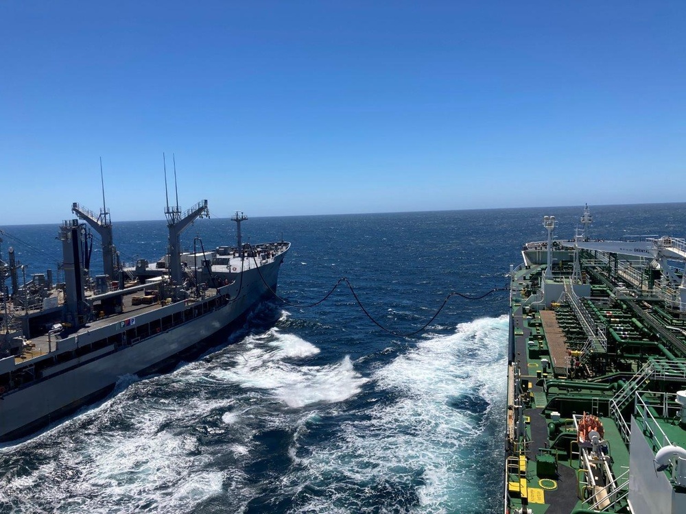 MSC Conducts Underway Replenishment Operations with Tanker Ship Off The Coast of Southern California