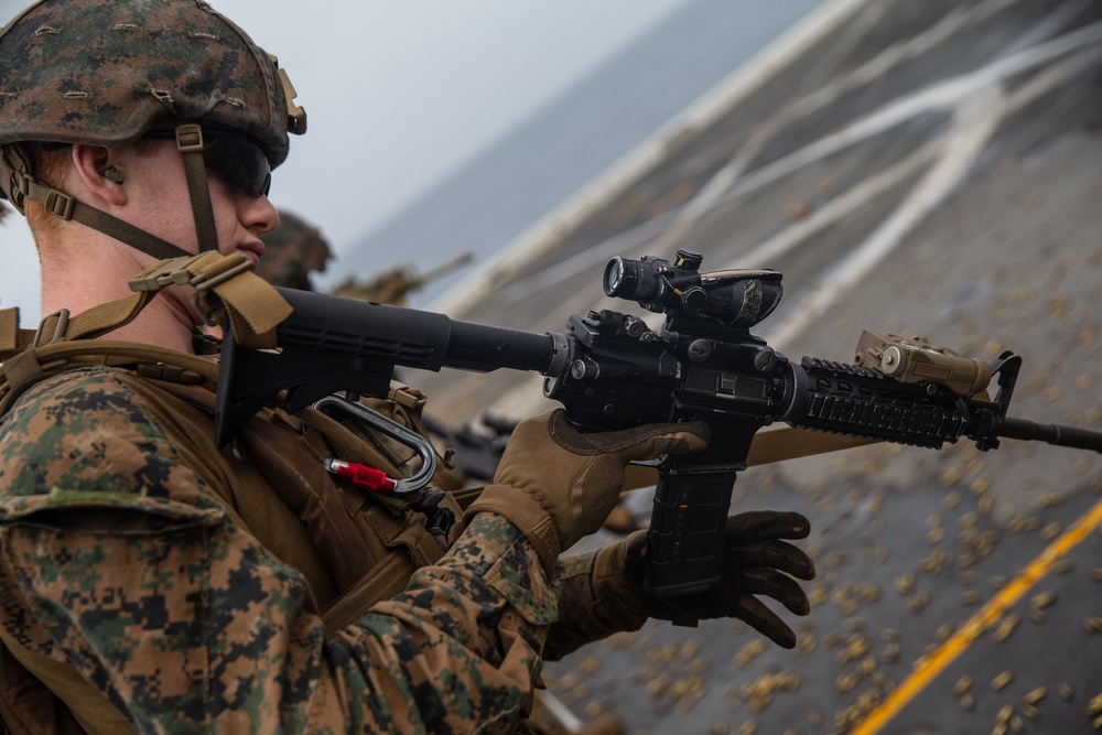 BLT 1/4 Marines, Sailors conduct combat marksmanship proficiency training aboard USS Somerset