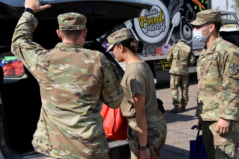 AZNG assists at drive-in and walk-up food food bank
