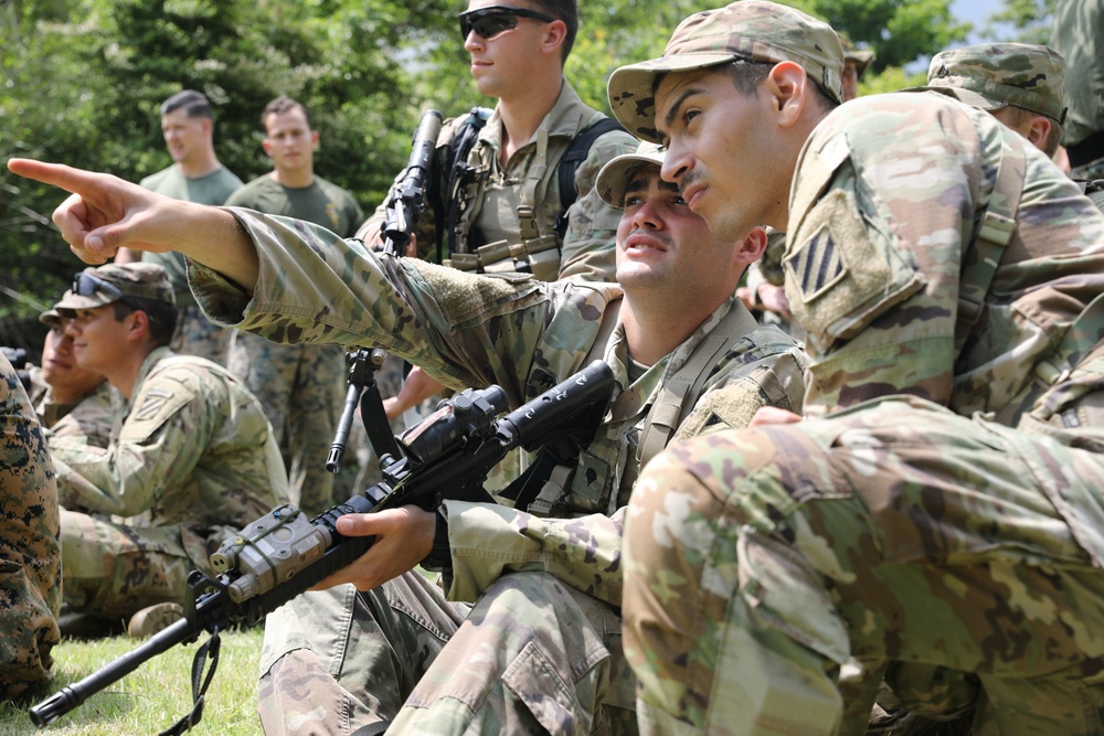 Soldiers of 3rd Infantry Division and Marines train together on Camp Fuji