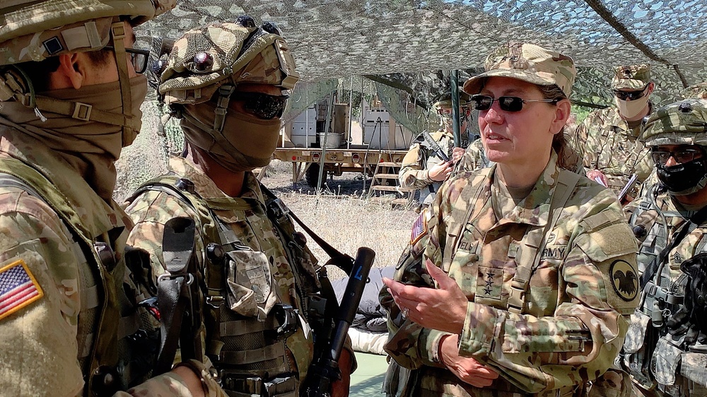 Lt. Gen. Jody J. Daniels visited U.S. Army Reserve Soldiers participating in exercise Global Medic at Fort Hunter Liggett June 15