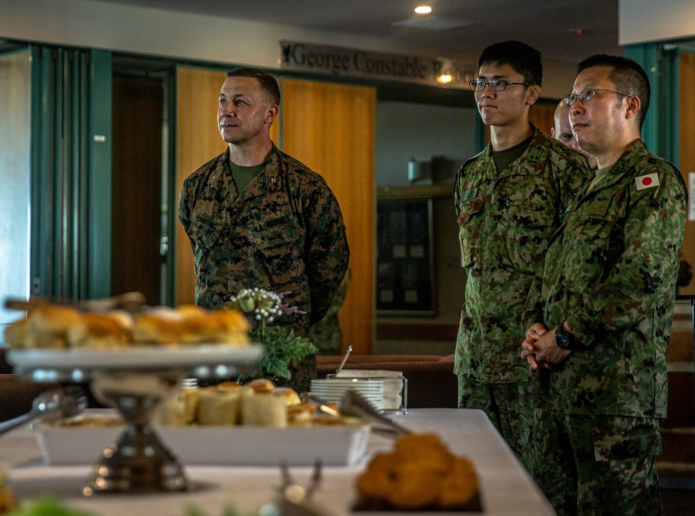 Members of MRF-D, ADF and JGSDF attend a morning tea event