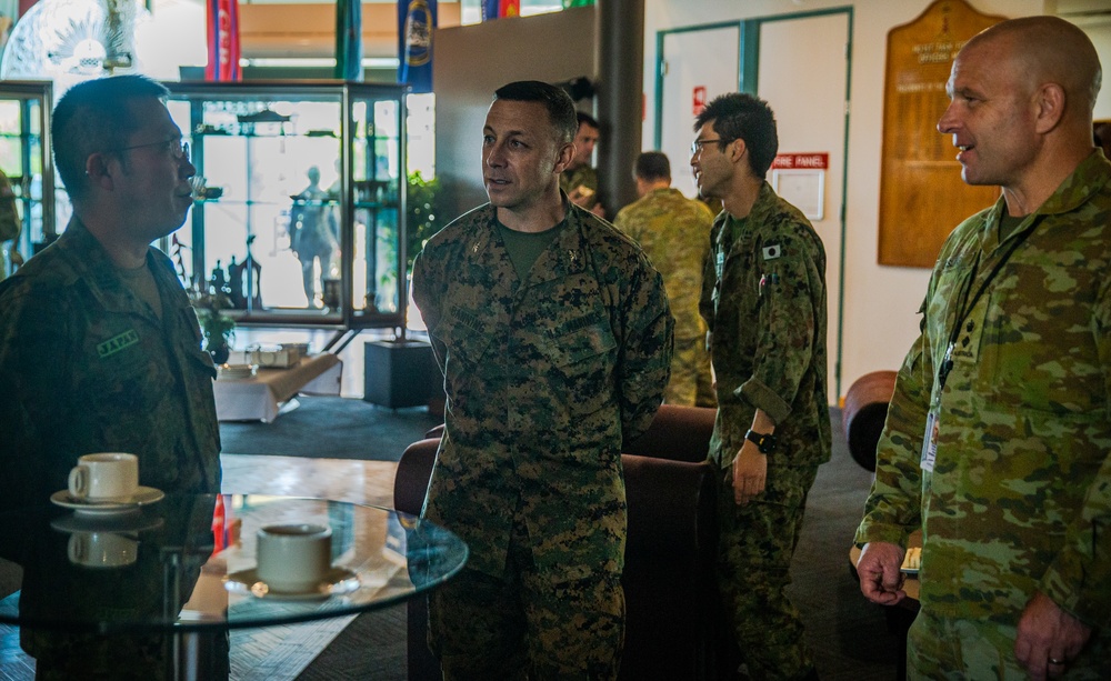 Members of MRF-D, ADF and JGSDF attend a morning tea event