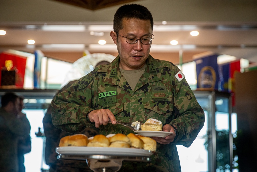 Members of MRF-D, ADF and JGSDF attend a morning tea event