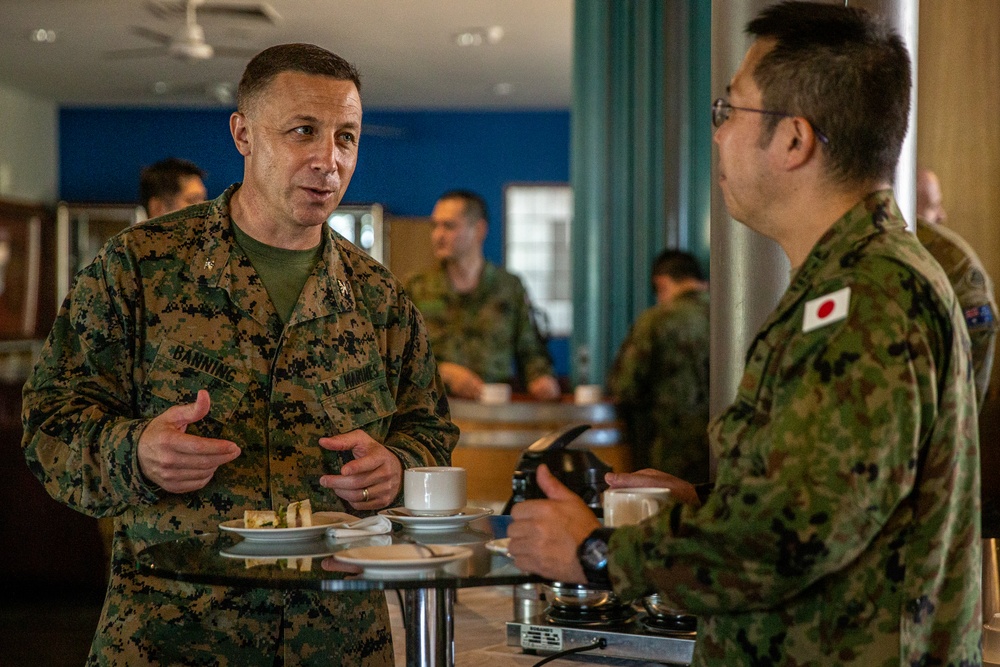 Members of MRF-D, ADF and JGSDF attend a morning tea event