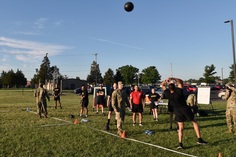 ‘Patriot’ Brigade Soldiers conduct First Army’s S/SGT Curtis F. Stroup Standing Power Throw (STP) event