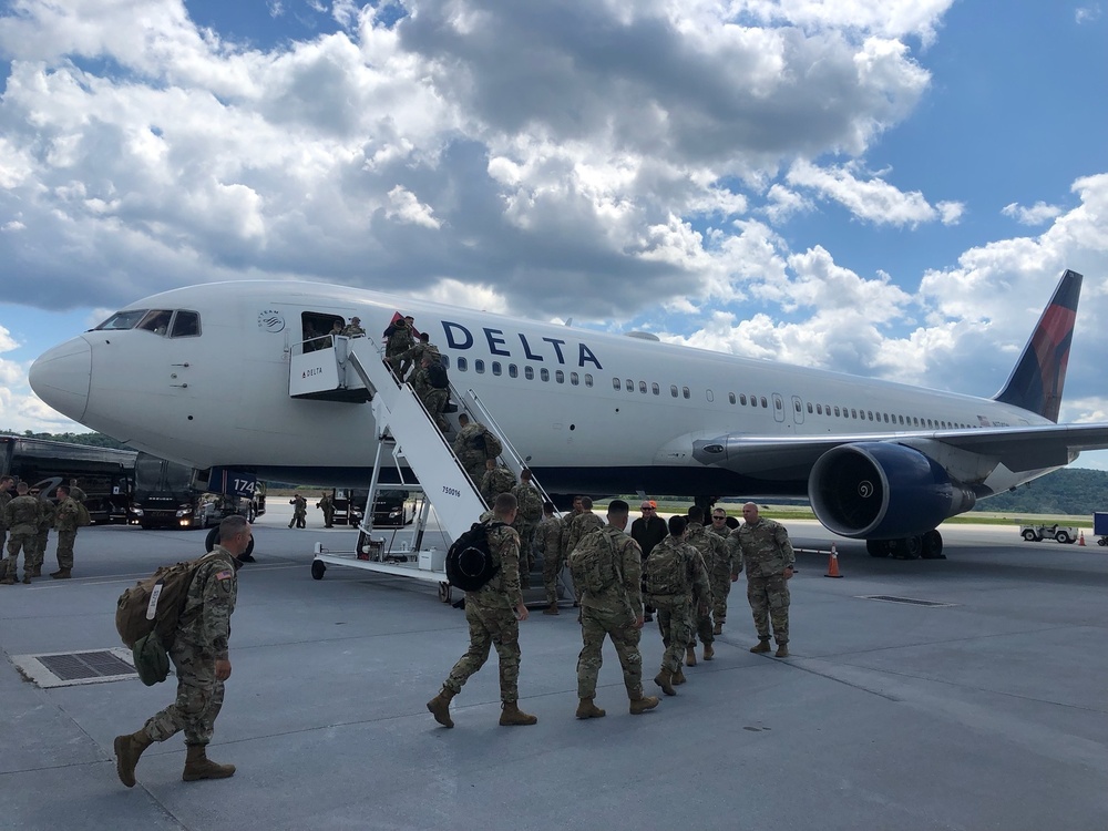 1-104th Cavalry Soldiers depart for deployment to the Middle East