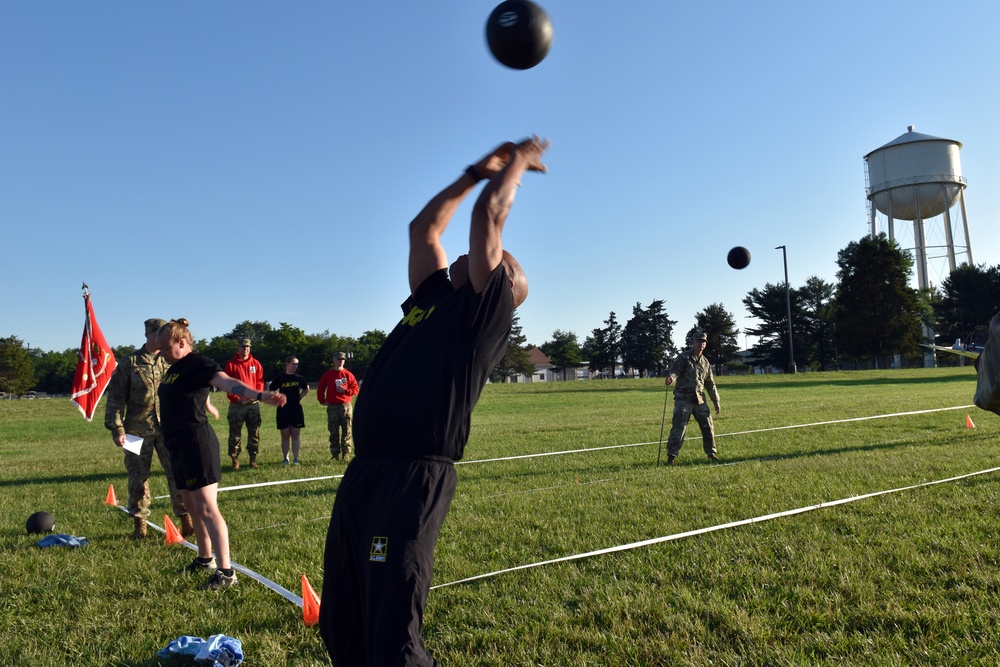 ‘Patriot’ Brigade Soldiers conduct First Army’s S/SGT Curtis F. Stroup Standing Power Throw (STP) event