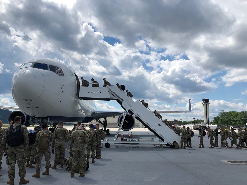 1-104th Cavalry Soldiers depart for deployment to the Middle East