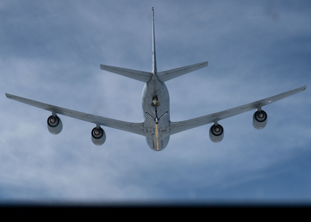 Turkish KC-135 Stratotanker refuels U.S. B-52H Stratofortress