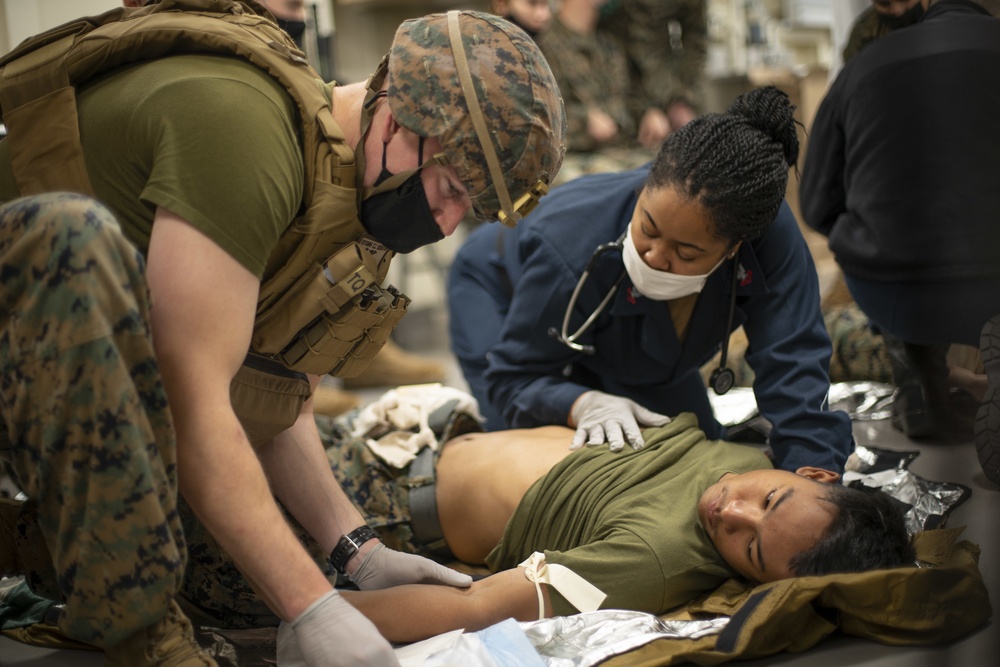 11th MEU Marines, USS Portland Sailors Train for Valkyrie Blood Transfusion