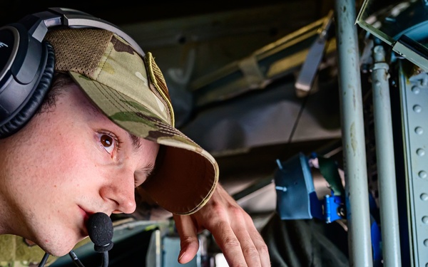 KC-135 Stratotanker Refuels F/A-18D Hornets