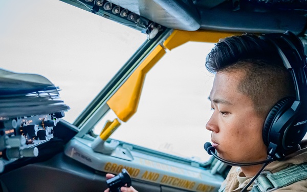 KC-135 Stratotanker Refuels F/A-18D Hornets