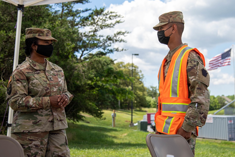 Brig. Gen. Janeen Birckhead Thanks Soldiers at Regency Stadium Vaccination Site