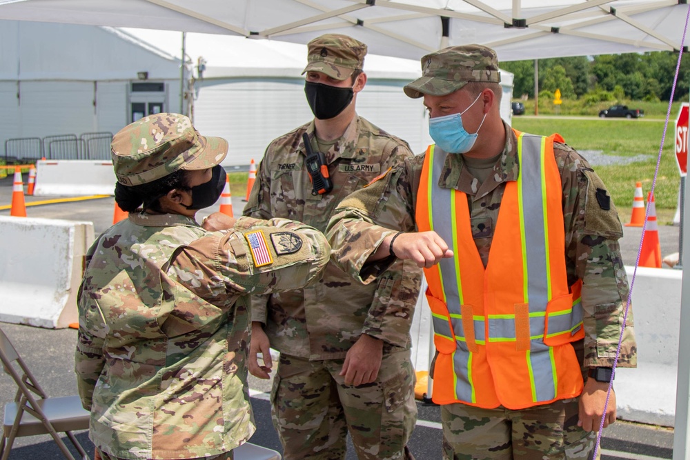 Brig. Gen. Janeen Birckhead Thanks Soldiers at Regency Stadium Vaccination Site