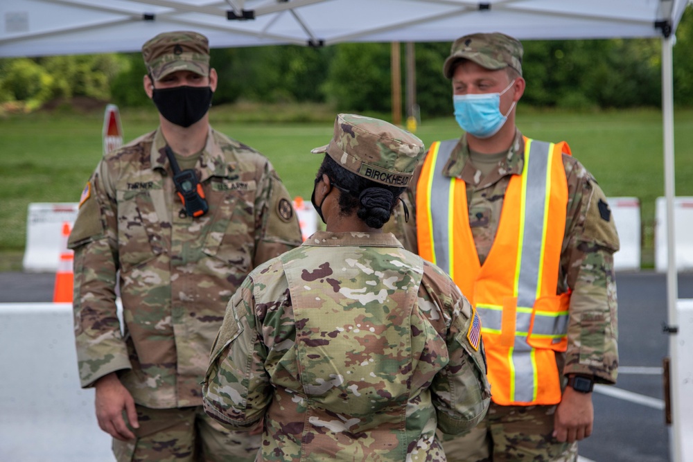 Brig. Gen. Janeen Birckhead Thanks Soldiers at Regency Stadium Vaccination Site