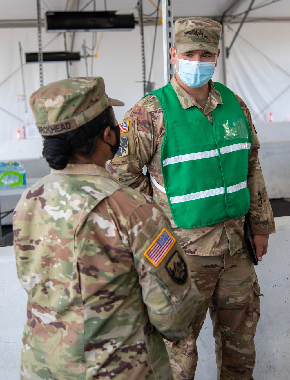 Brig. Gen. Janeen Birckhead Thanks Soldiers at Regency Stadium Vaccination Site