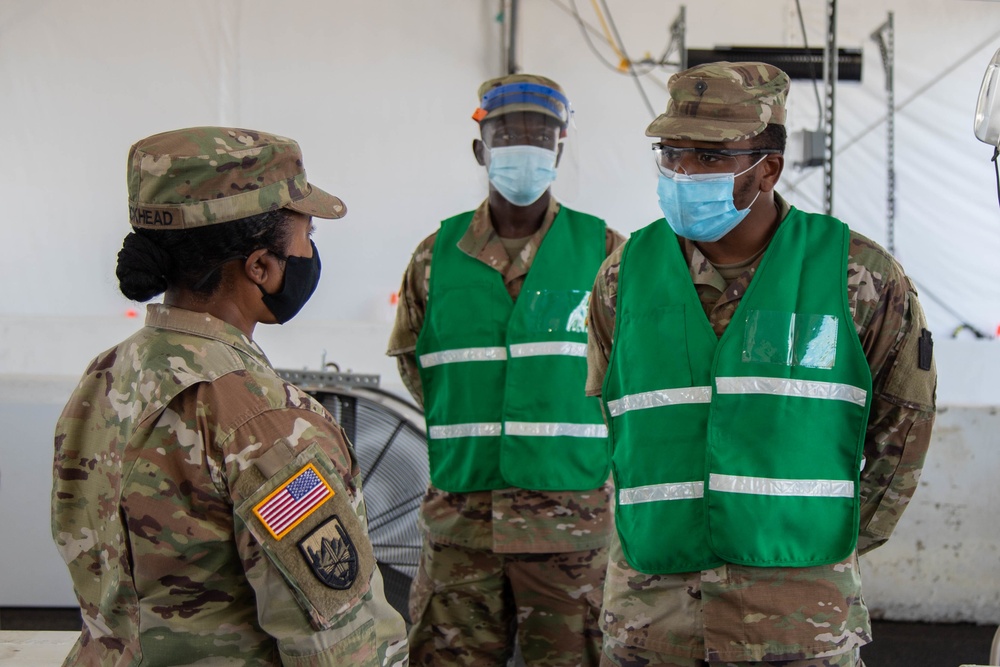 Brig. Gen. Janeen Birckhead Thanks Soldiers at Regency Stadium Vaccination Site