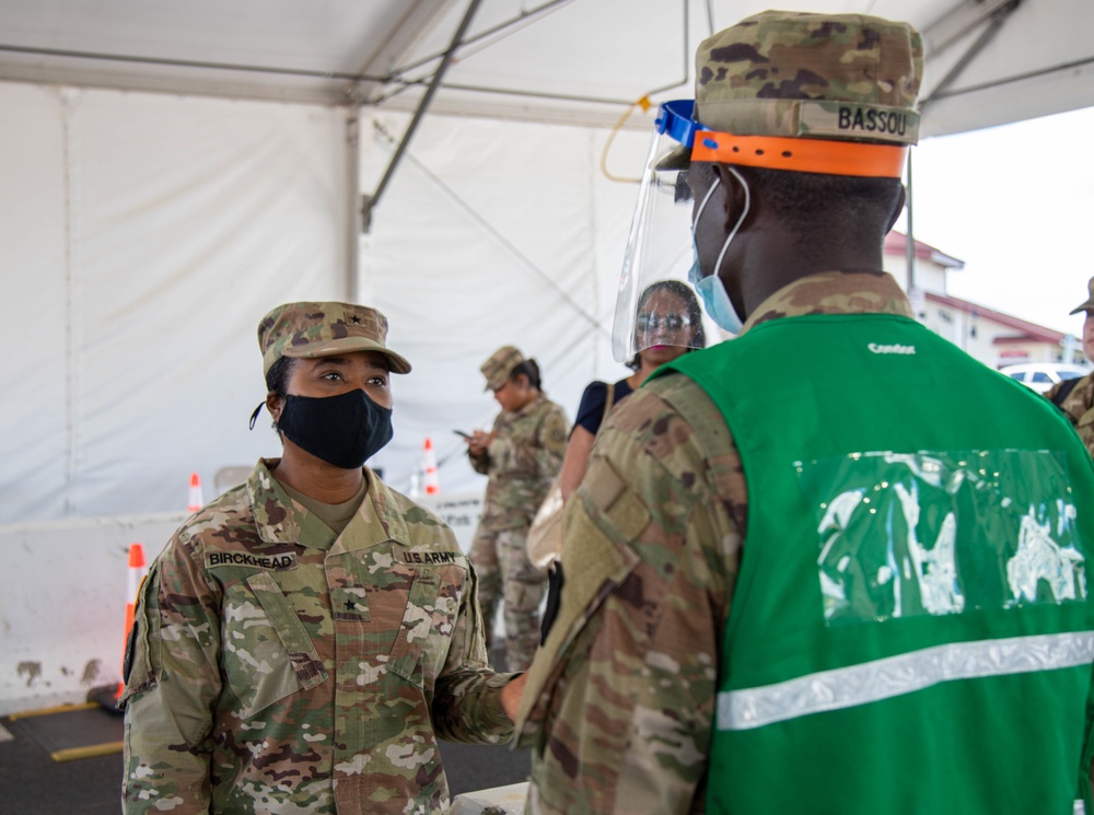 Brig. Gen. Janeen Birckhead Thanks Soldiers at Regency Stadium Vaccination Site