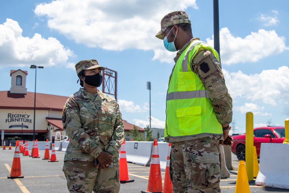 Brig. Gen. Janeen Birckhead Thanks Soldiers at Regency Stadium Vaccination Site