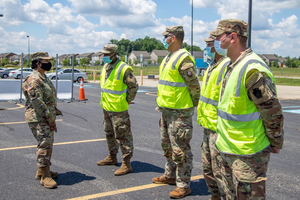 Brig. Gen. Janeen Birckhead Thanks Soldiers at Regency Stadium Vaccination Site