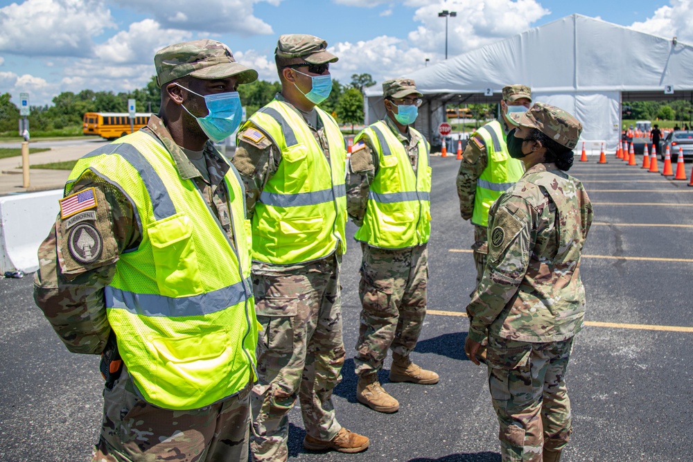 Brig. Gen. Janeen Birckhead Thanks Soldiers at Regency Stadium Vaccination Site