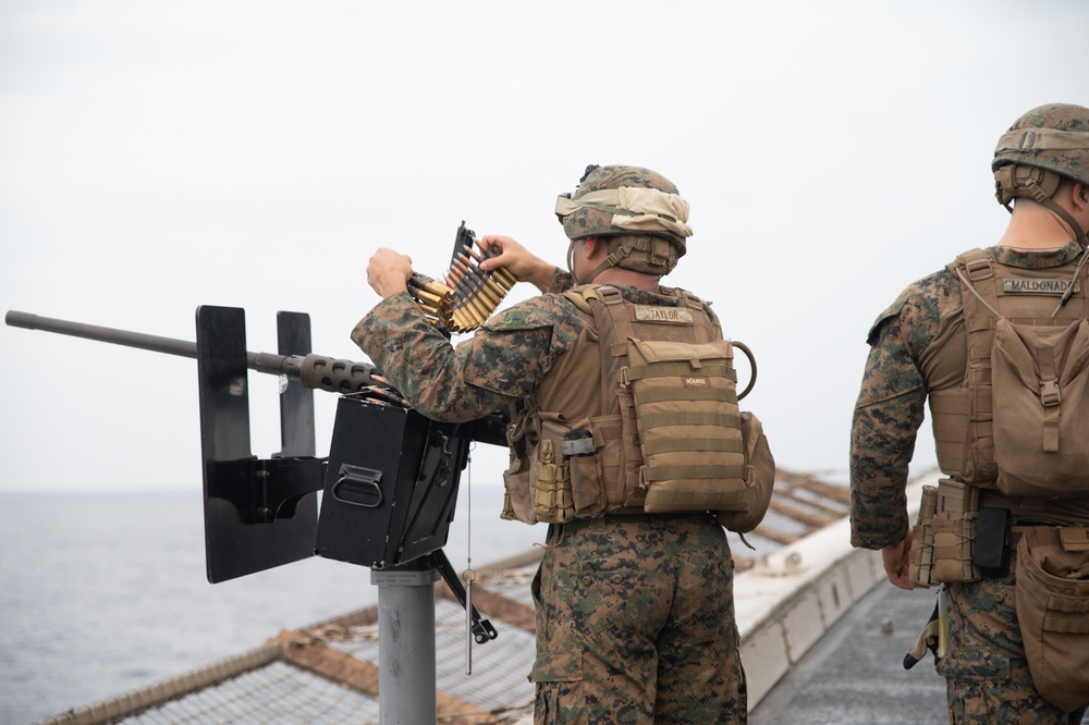 BLT 1/4 Marines conduct machine gun live-fire training aboard USS San Diego