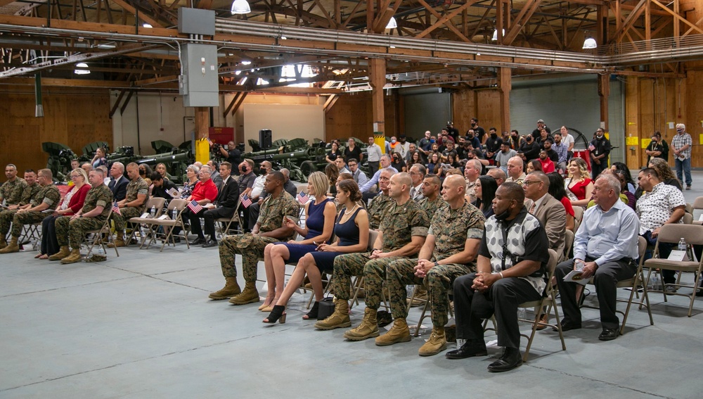 Audience Awaits Start of 1st Marine Force Storage Battalion's Change of Command