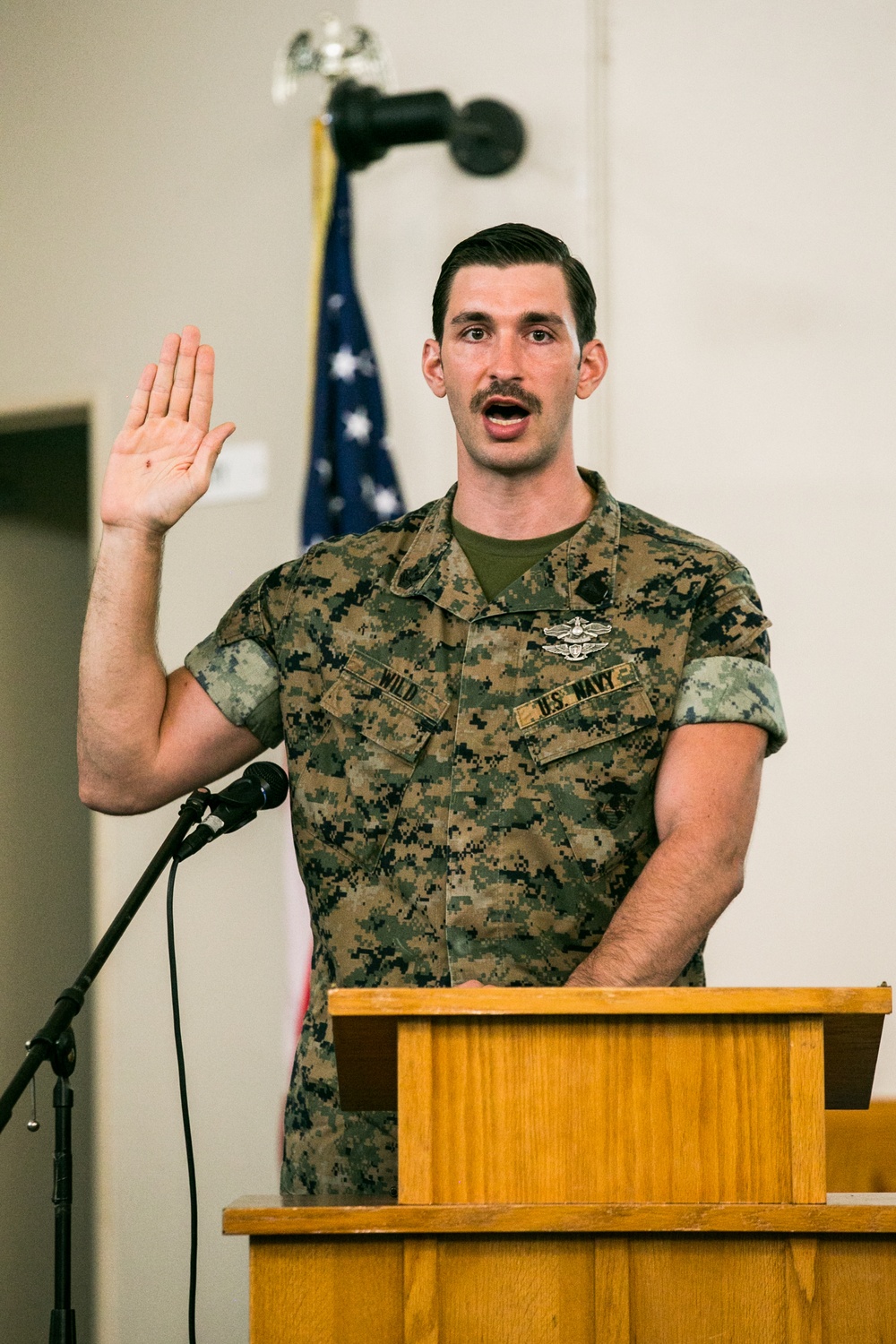 Marines and Sailors with 3d Marine Logistics Group celebrate the 123rd Birthday of the U.S. Navy Hospital Corpsmen