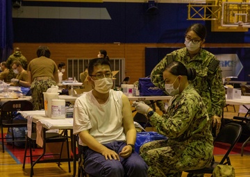 Local Iwakuni employees receive the Moderna COVID-19 vaccine