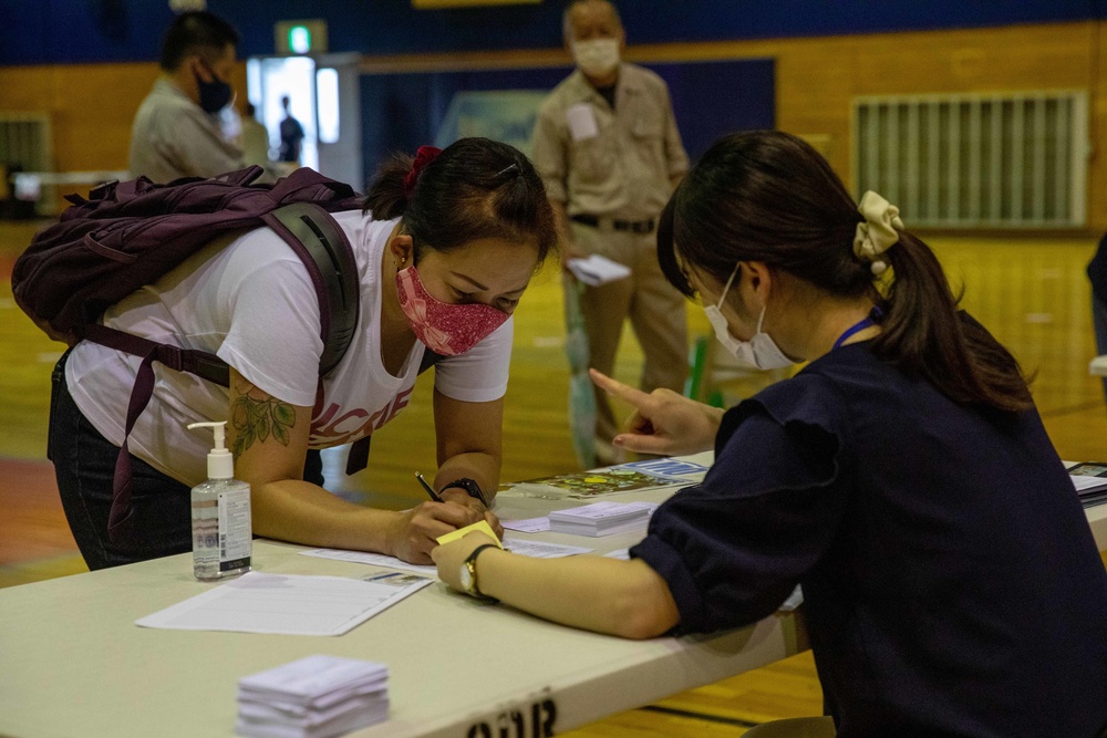 Local Iwakuni employees receive the Moderna COVID-19 vaccine