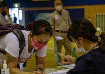 Local Iwakuni employees receive the Moderna COVID-19 vaccine