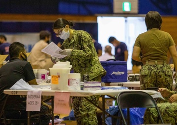 Local Iwakuni employees receive the Moderna COVID-19 vaccine