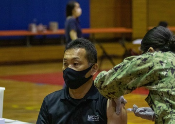Local Iwakuni employees receive the Moderna COVID-19 vaccine
