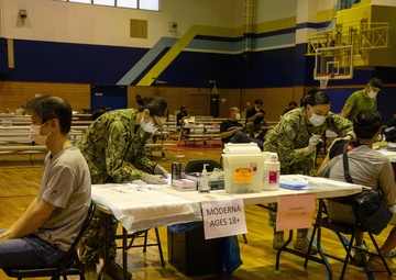 Local Iwakuni employees receive the Moderna COVID-19 vaccine