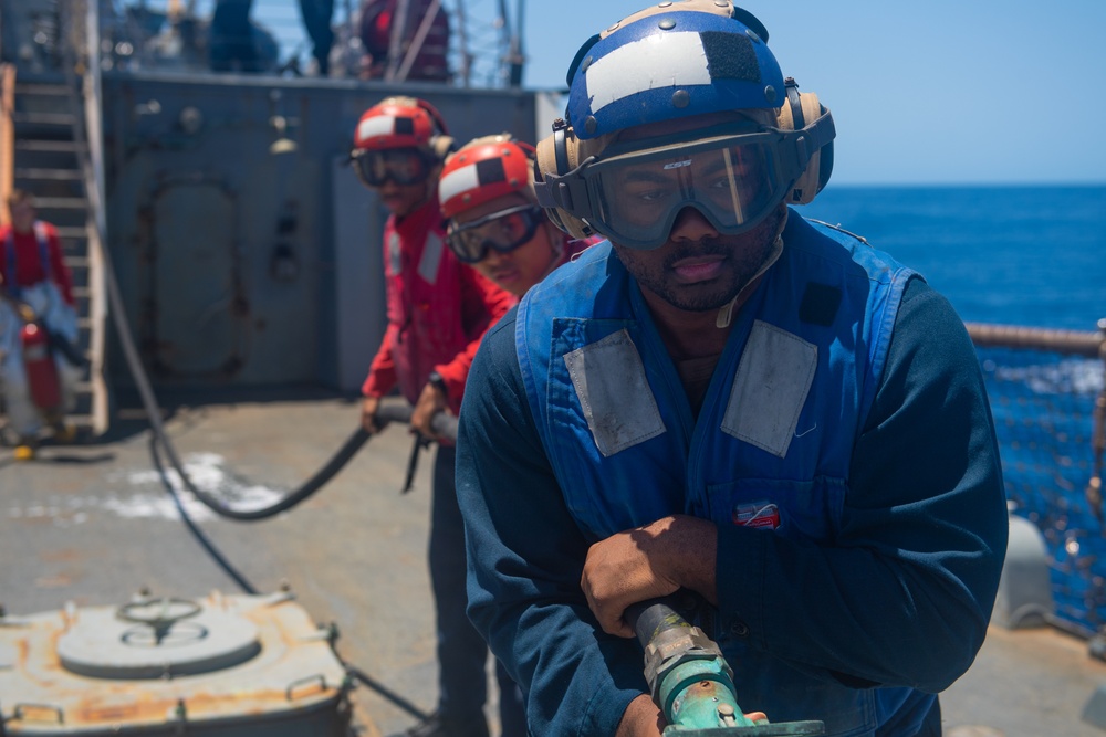 USS Mahan Flight Deck Fire Drills