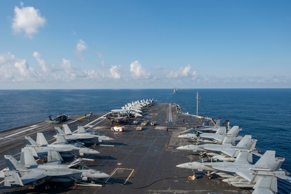 USS Harry S. Truman (CVN 75) transits the Atlantic Ocean.