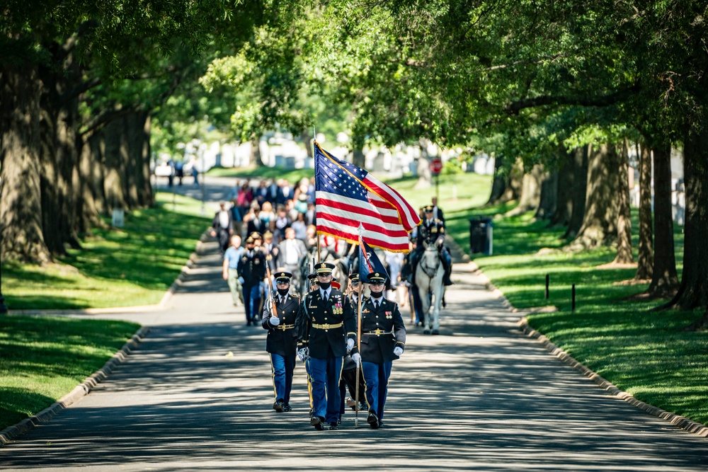 Modified Funeral Honors with Funeral Escort are Conducted for U.S. Army 1st Lt. Robert Charles Styslinger in Section 60
