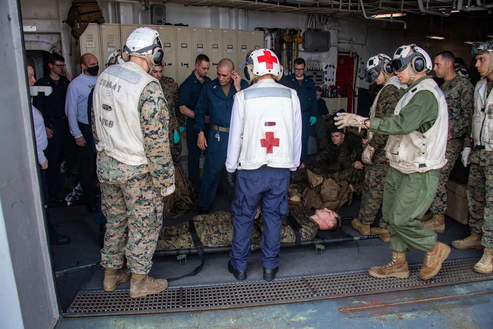 USS America (LHA 6) Conducts Mass Casualty Drill