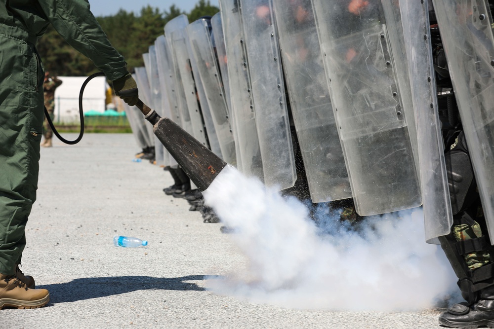 Multinational Crowd and Riot Control Training at the Joint Multinational Readiness Center at Camp Albertshof, Hohenfels, Germany.