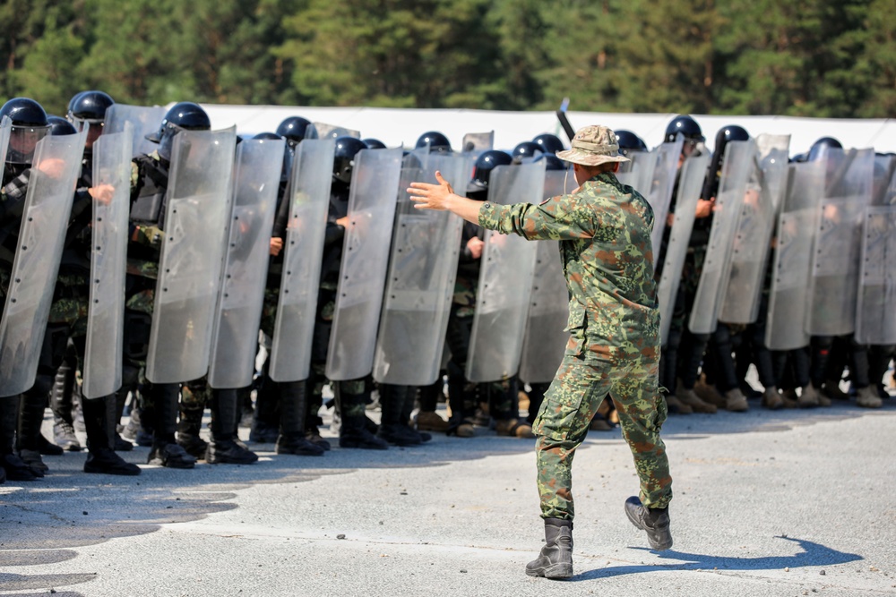 Multinational Crowd and Riot Control Training at the Joint Multinational Readiness Center at Camp Albertshof, Hohenfels, Germany.