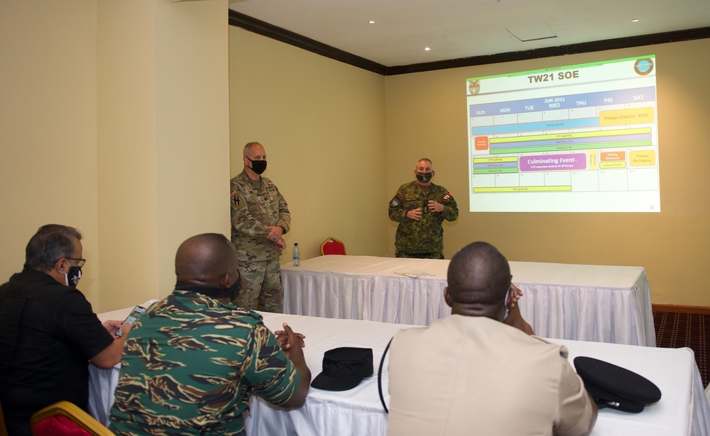 Canadian Armed Forces members providing operations planning process mentorship