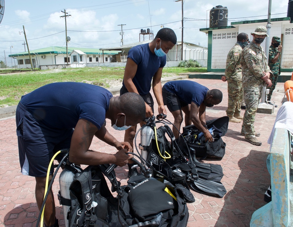 Guyana Defence Force divers getting ready for their training
