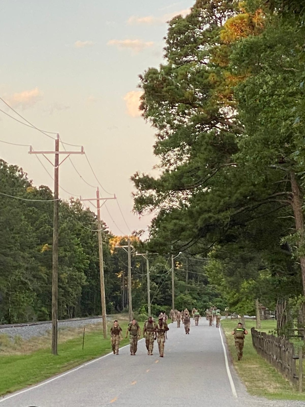 U.S. Army Soldiers conduct six mile ruck march assessment