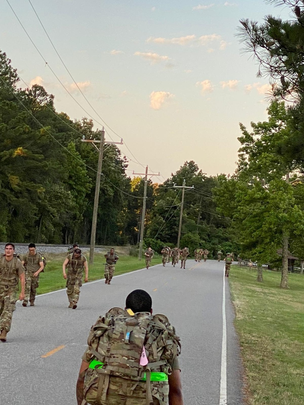 U.S. Army Soldiers conduct six mile ruck march assessment