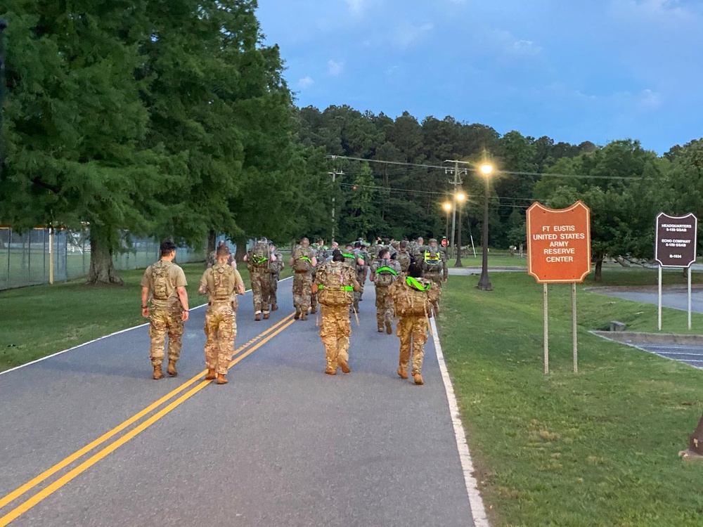 U.S. Army Soldiers conduct six mile ruck march assessment