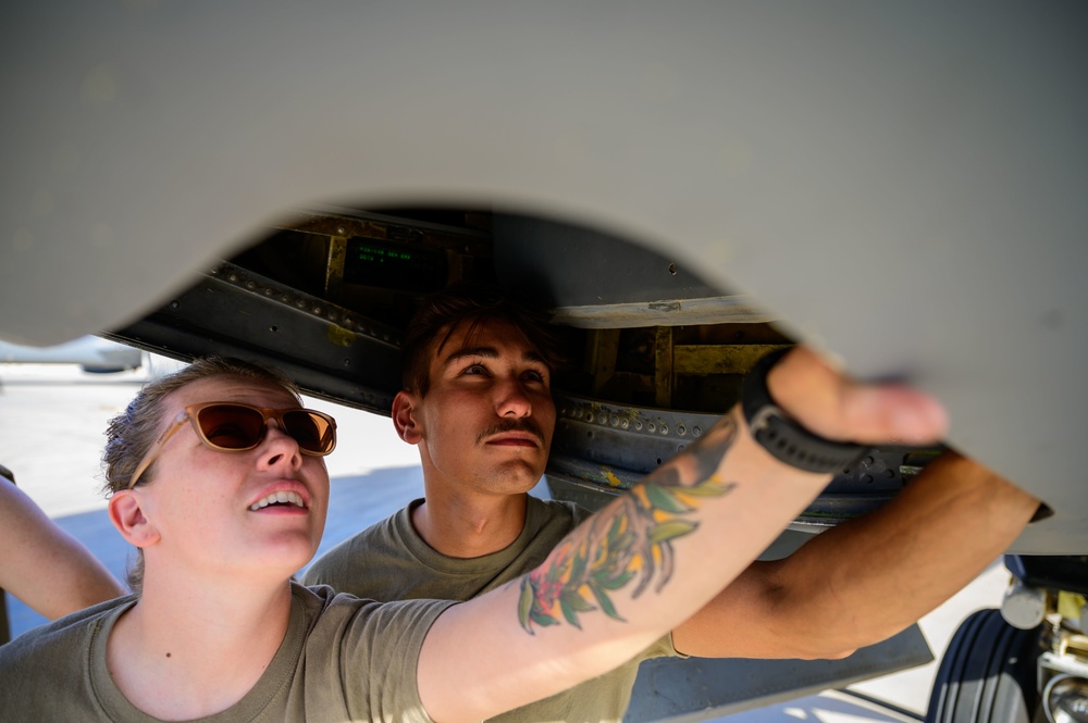 KC-135 Stratotanker Refuels E-3 Sentry AWACS