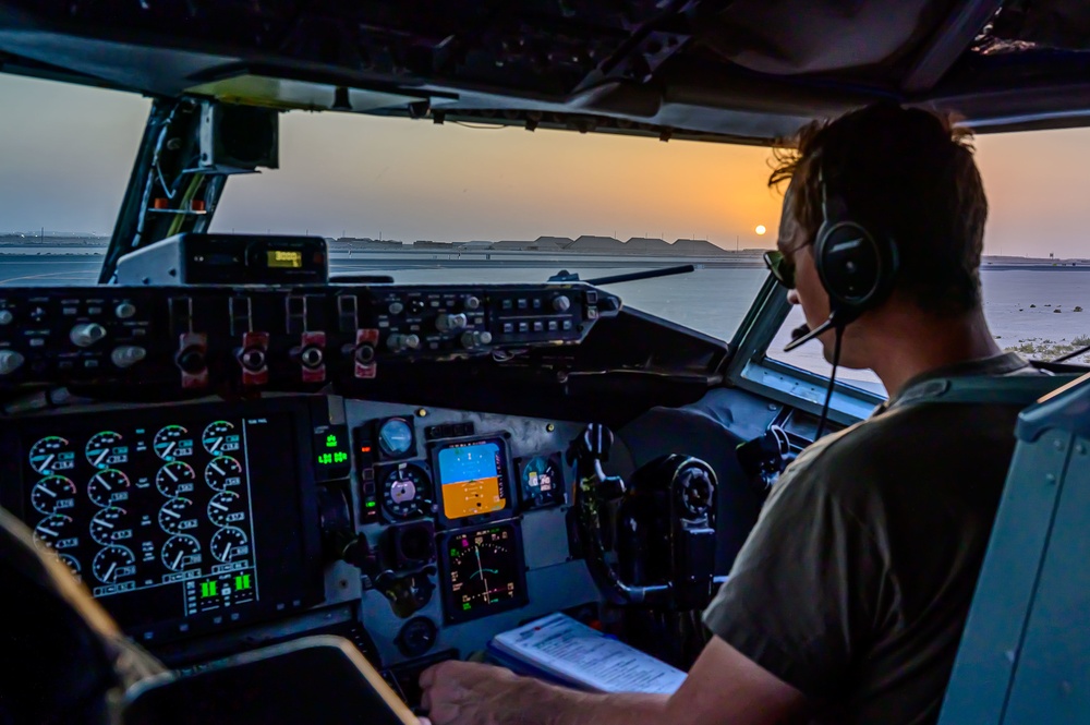 KC-135 Stratotanker Refuels E-3 Sentry AWACS