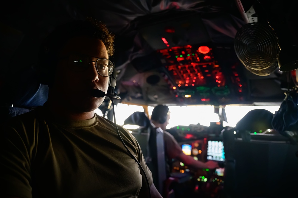 KC-135 Stratotanker Refuels E-3 Sentry AWACS