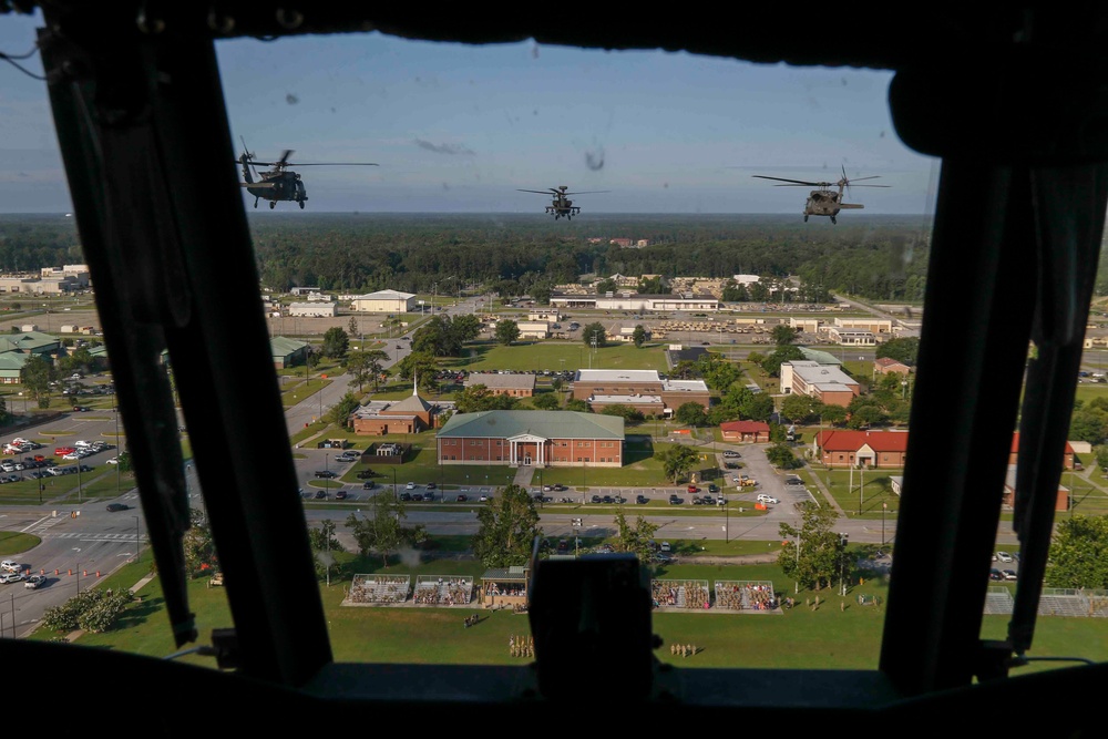 3rd Combat Aviation Brigade conducts fly over at 3rd Infantry Division change of command ceremony.